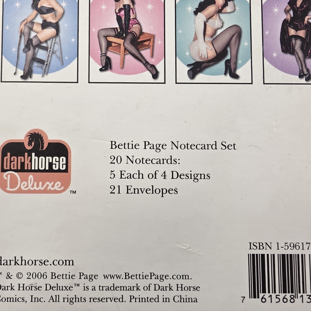 NEW Vintage 2006 Bettie Page Pinup Notecard Set New In Box 3161-D - Picture 8 of 13